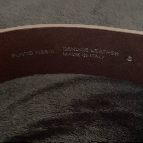 Leather Made in Italy dark brown belt silvertone buckle | Punto Fibbia | S - Picture 6 of 8